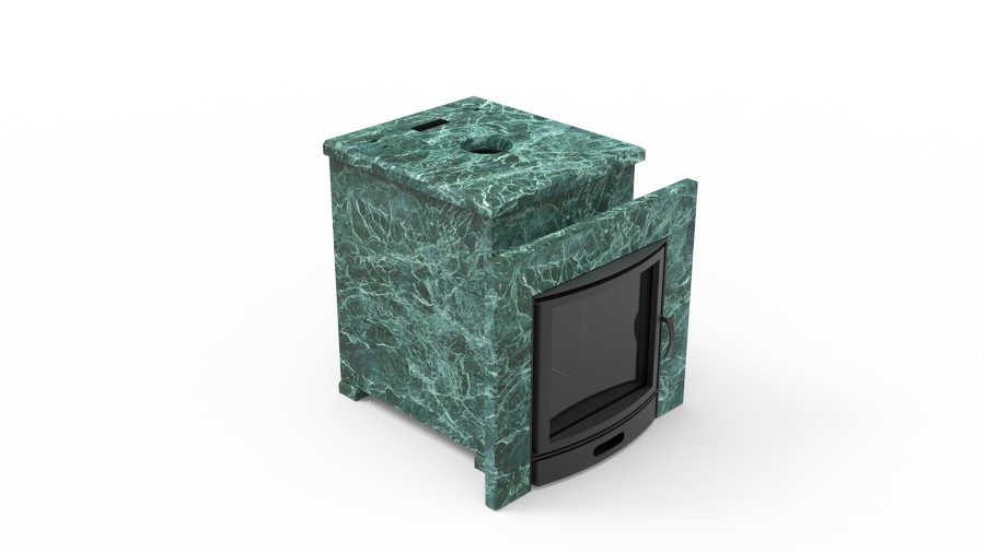 Печь в облицовке из натурального камня Genesis GN 500 облицовка закрытая плоская пироксенит-элит фото в Красноярске