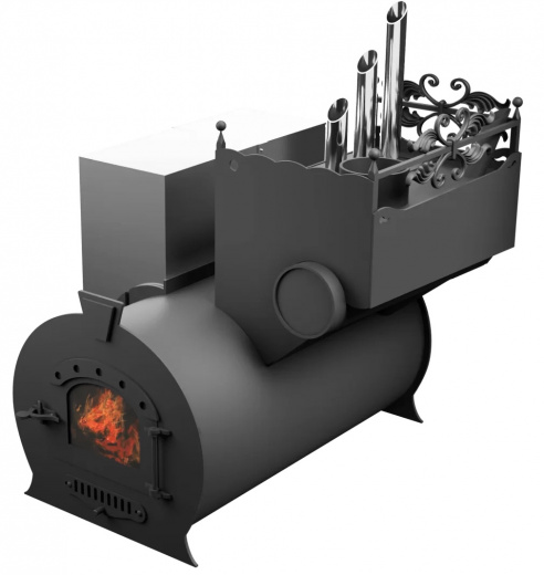 Печь Горыныч 3, каменка закрытая с парогенератором с правой стороны, малая дверь со стеклом фото в Красноярске