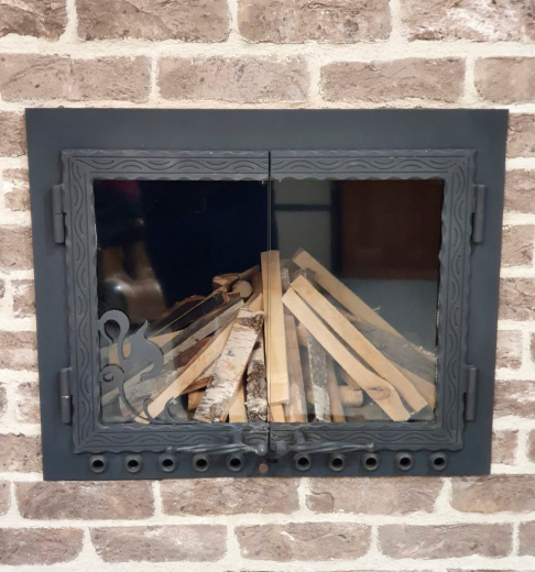 Каминная дверь 600×600 мм с обдувом фото в Красноярске