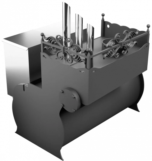Печь Горыныч 3, каменка закрытая с парогенератором с левой стороны, малая дверь со стеклом фото в Красноярске