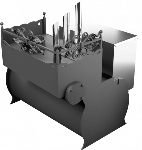 Печь Горыныч 3, каменка закрытая с парогенератором с правой стороны, малая дверь со стеклом фото в Красноярске