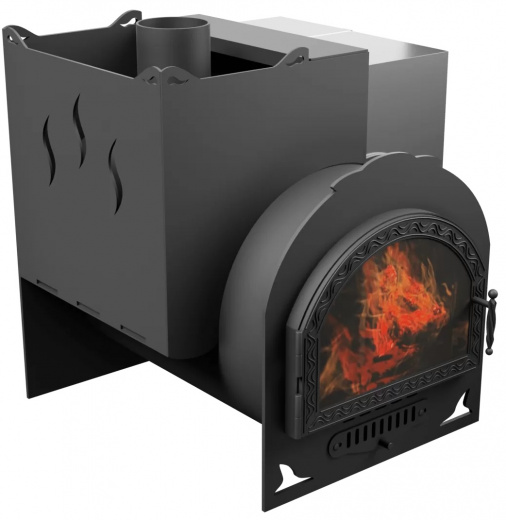 Печь Горыныч Мини, каменка с левой стороны, средняя дверь со стеклом фото в Красноярске Печь Горыныч Мини, каменка с левой стороны, средняя дверь со стеклом фото в Красноярске