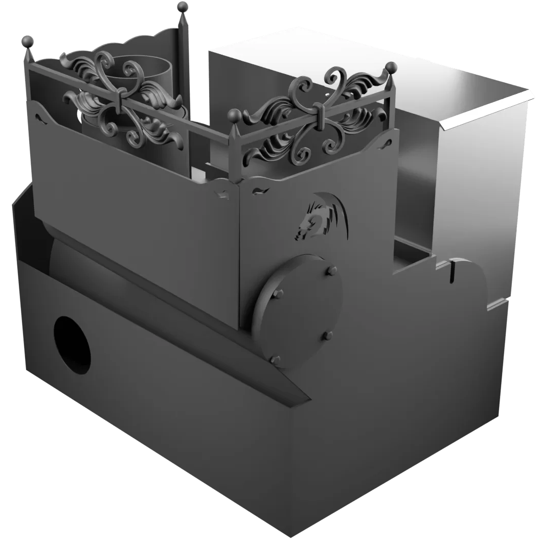 Печь Горыныч 3, каменка с правой стороны, большая дверь со стеклом, система воздушного отопления фото в Красноярске Печь Горыныч 3, каменка с правой стороны, большая дверь со стеклом, система воздушного отопления фото в Красноярске