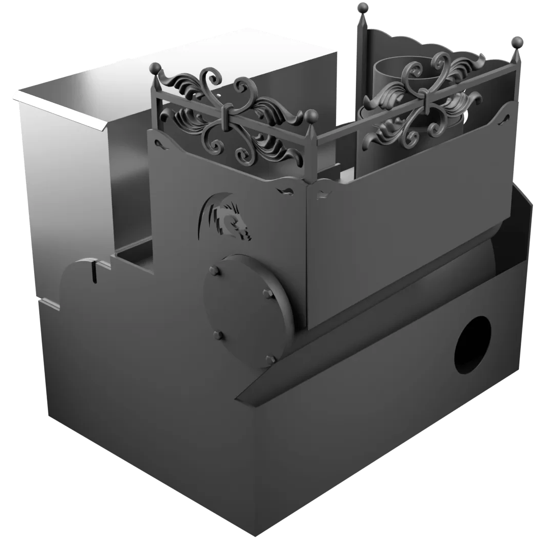 Печь Горыныч 3, каменка с левой стороны, большая дверь со стеклом, система воздушного отопления фото в Красноярске Печь Горыныч 3, каменка с левой стороны, большая дверь со стеклом, система воздушного отопления фото в Красноярске
