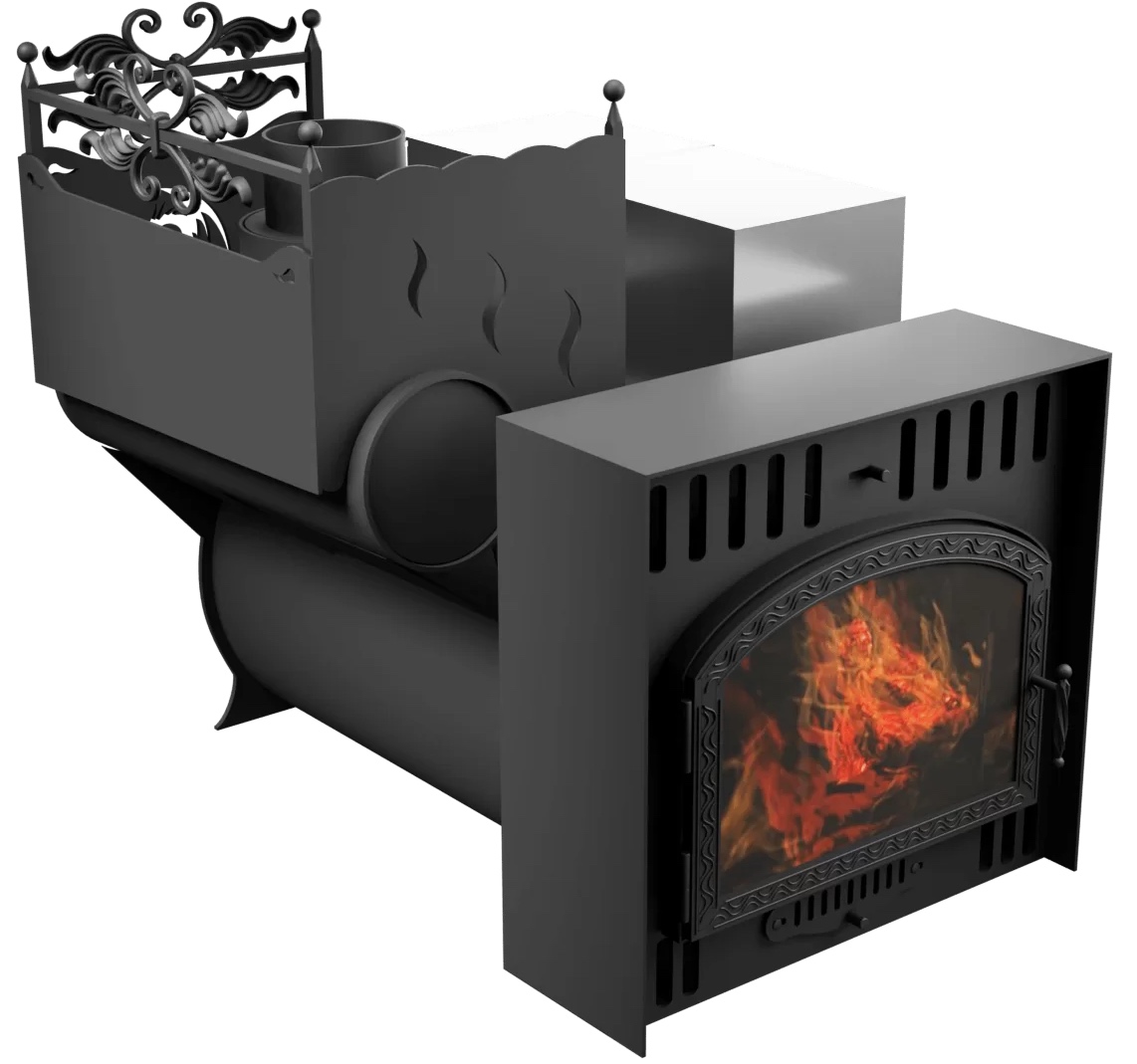 Печь Горыныч 3, каменка с левой стороны, большая дверь со стеклом, естественная система воздушного отопления фото в Красноярске Печь Горыныч 3, каменка с левой стороны, большая дверь со стеклом, естественная система воздушного отопления фото в Красноярске