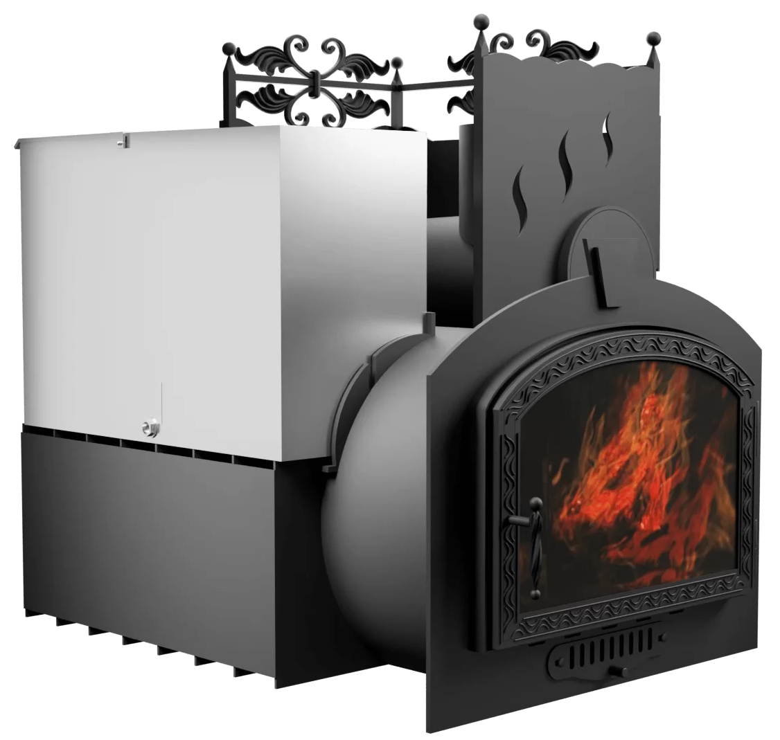 Печь Горыныч 3 с конвекцией, каменка с правой стороны, большая дверь со стеклом фото в Красноярске Печь Горыныч 3 с конвекцией, каменка с правой стороны, большая дверь со стеклом фото в Красноярске