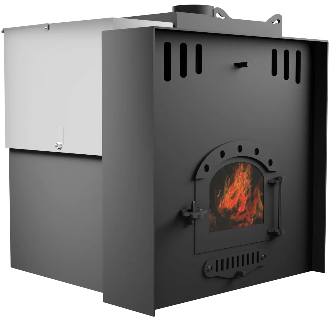 Печь Горыныч Мини, каменка с правой стороны, малое стекло, система воздушного отопления с порталом фото в Красноярске Печь Горыныч Мини, каменка с правой стороны, малое стекло, система воздушного отопления с порталом фото в Красноярске