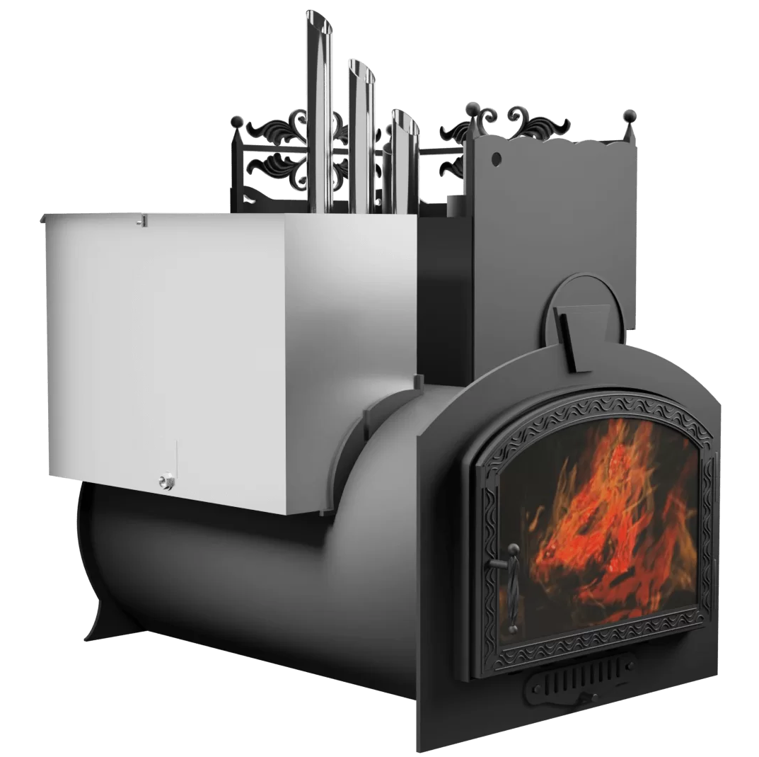 Печь Горыныч 3, каменка закрытая с правой стороны, большая дверь со стеклом фото в Красноярске Печь Горыныч 3, каменка закрытая с правой стороны, большая дверь со стеклом фото в Красноярске