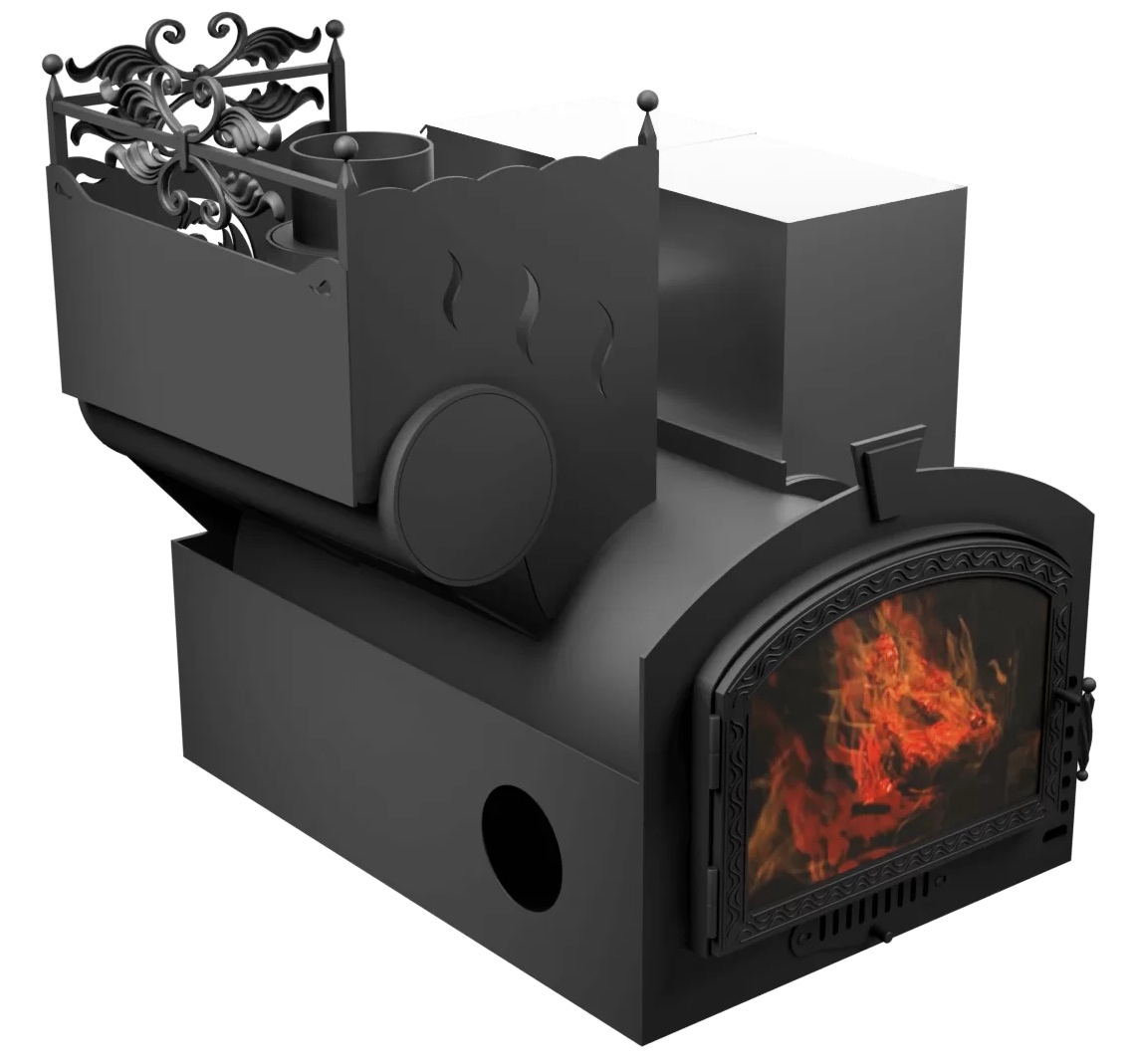 Печь Горыныч 3, каменка с левой стороны, большая дверь со стеклом, система воздушного отопления фото в Красноярске Печь Горыныч 3, каменка с левой стороны, большая дверь со стеклом, система воздушного отопления фото в Красноярске