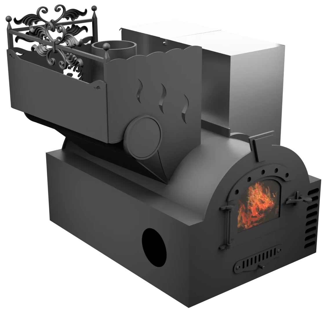 Печь Горыныч 3, каменка с левой стороны, малая дверь со стеклом, система воздушного отопления фото в Красноярске Печь Горыныч 3, каменка с левой стороны, малая дверь со стеклом, система воздушного отопления фото в Красноярске