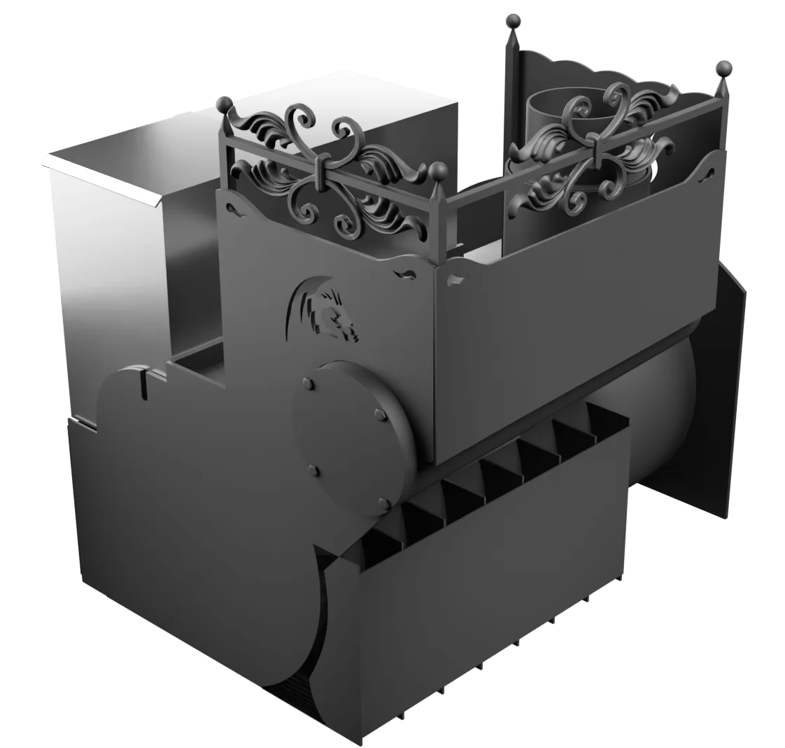 Печь Горыныч 3 с конвекцией, каменка с левой стороны, большая дверь со стеклом фото в Красноярске Печь Горыныч 3 с конвекцией, каменка с левой стороны, большая дверь со стеклом фото в Красноярске