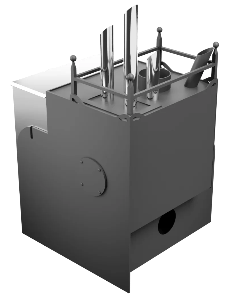 Печь Горыныч Мини, каменка закрытая с парогенератором с левой стороны, система воздушного отопления фото в Красноярске Печь Горыныч Мини, каменка закрытая с парогенератором с левой стороны, система воздушного отопления фото в Красноярске