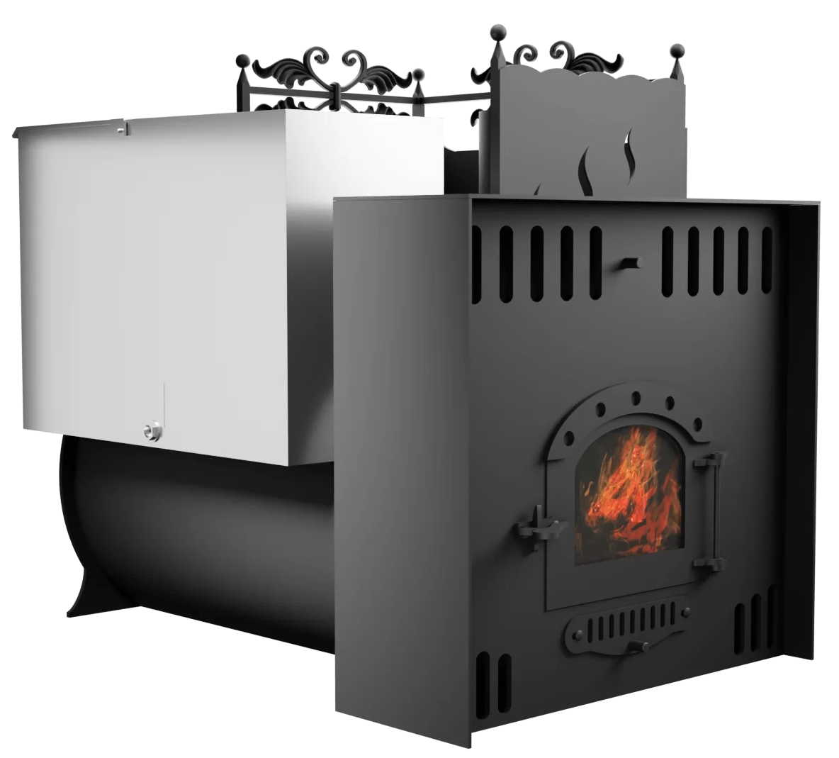 Печь Горыныч 3, каменка с правой стороны, малая дверь со стеклом, естественная система воздушного отопления фото в Красноярске Печь Горыныч 3, каменка с правой стороны, малая дверь со стеклом, естественная система воздушного отопления фото в Красноярске