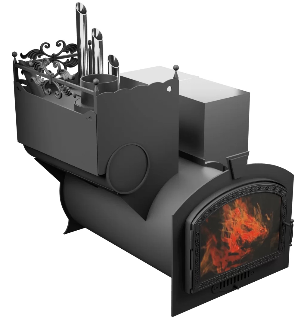 Печь Горыныч 3, каменка закрытая с парогенератором с левой стороны, большая дверь со стеклом фото в Красноярске Печь Горыныч 3, каменка закрытая с парогенератором с левой стороны, большая дверь со стеклом фото в Красноярске