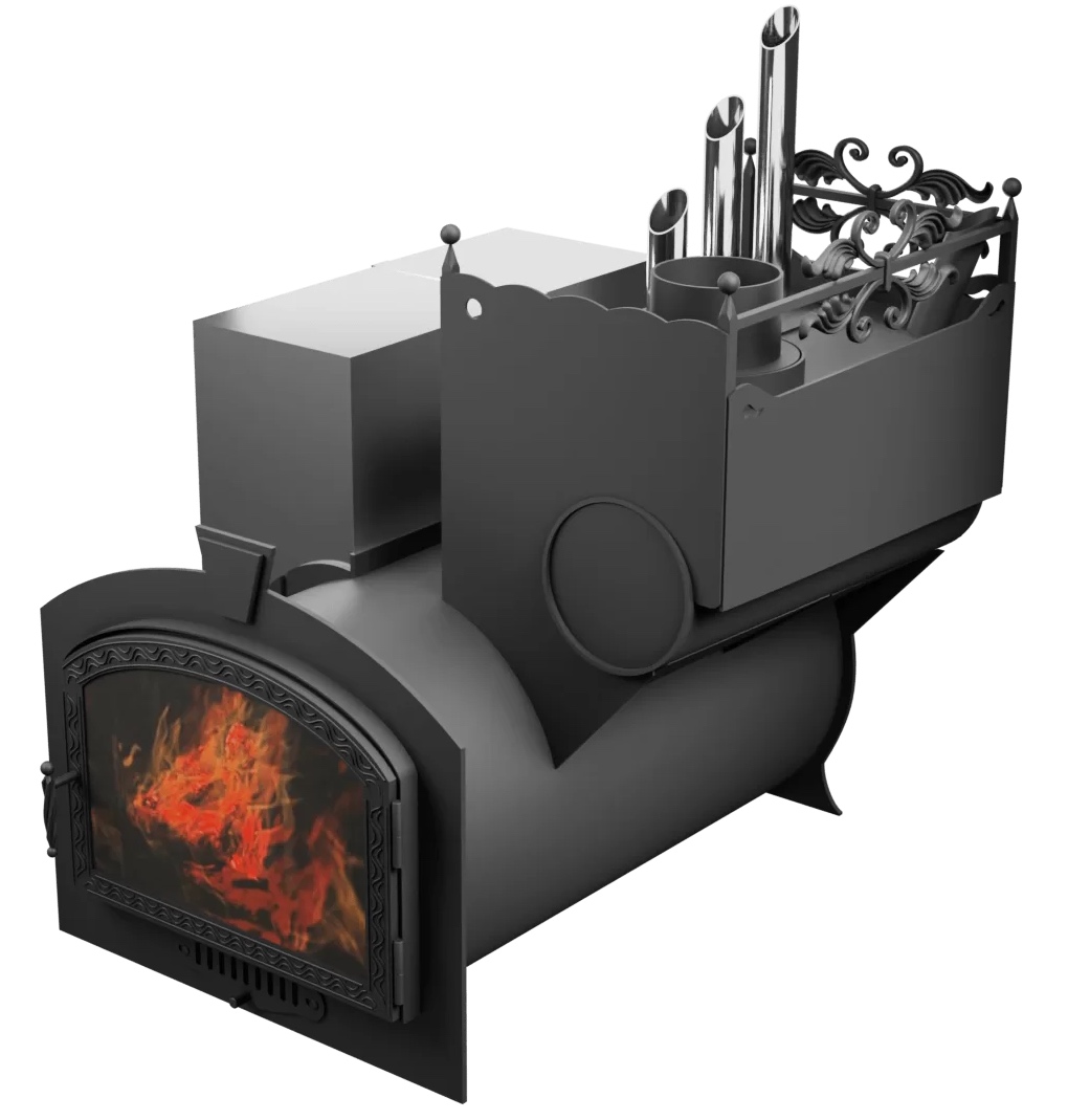 Печь Горыныч 3, каменка закрытая с парогенератором с правой стороны, большая дверь со стеклом фото в Красноярске Печь Горыныч 3, каменка закрытая с парогенератором с правой стороны, большая дверь со стеклом фото в Красноярске