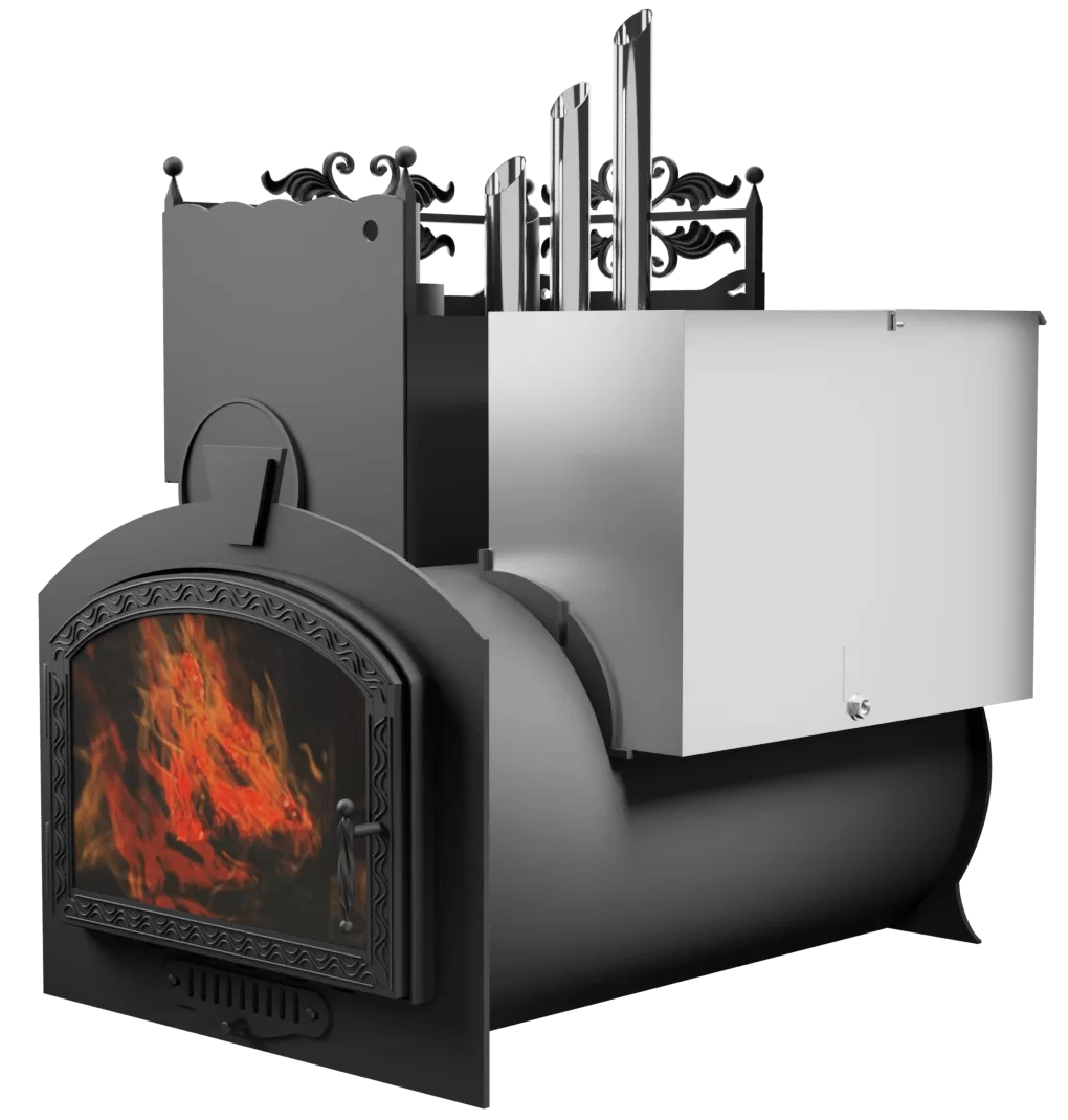 Печь Горыныч 3, каменка закрытая с парогенератором с левой стороны, большая дверь со стеклом фото в Красноярске Печь Горыныч 3, каменка закрытая с парогенератором с левой стороны, большая дверь со стеклом фото в Красноярске