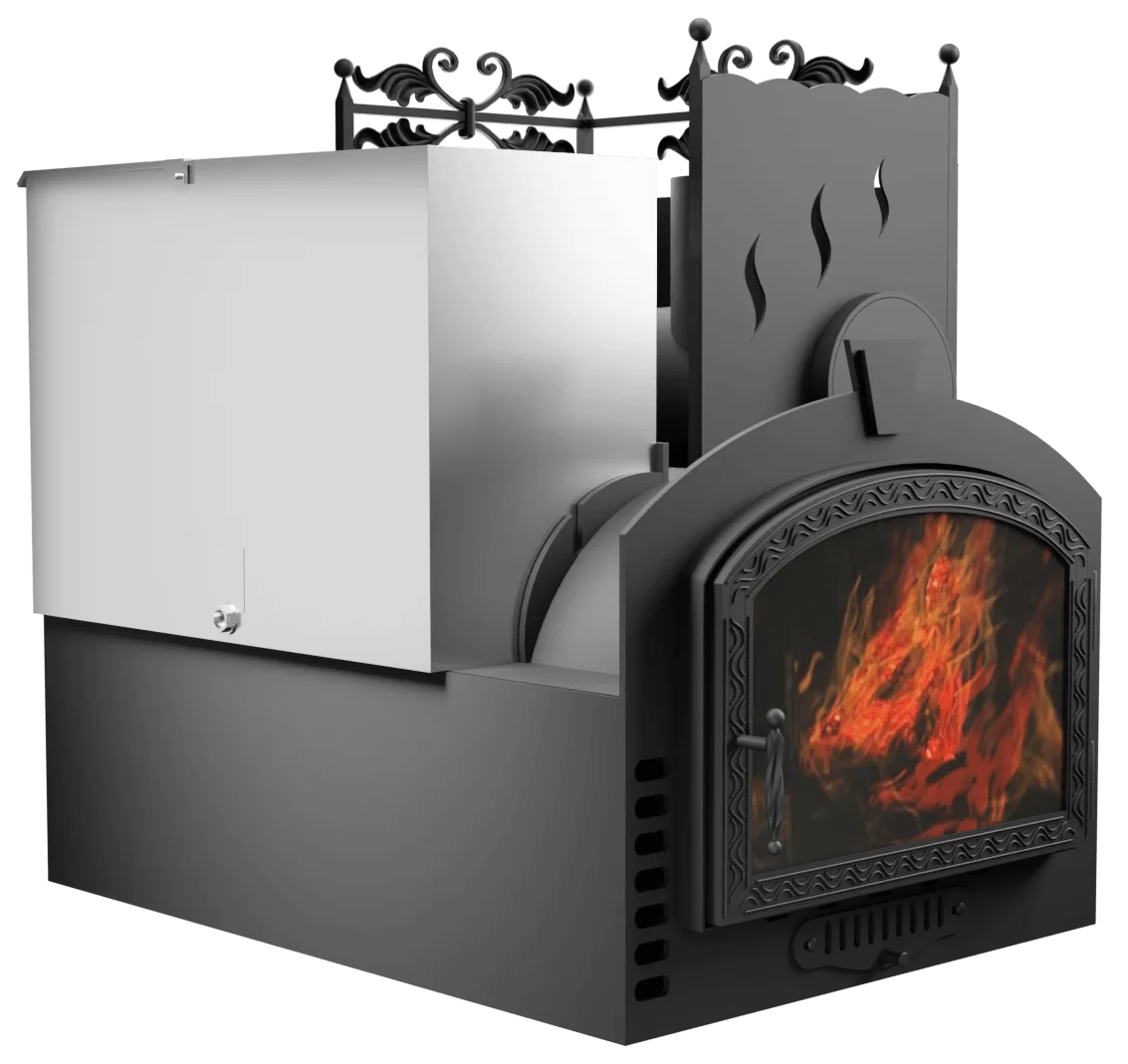 Печь Горыныч 3, каменка с правой стороны, большая дверь со стеклом, система воздушного отопления фото в Красноярске Печь Горыныч 3, каменка с правой стороны, большая дверь со стеклом, система воздушного отопления фото в Красноярске