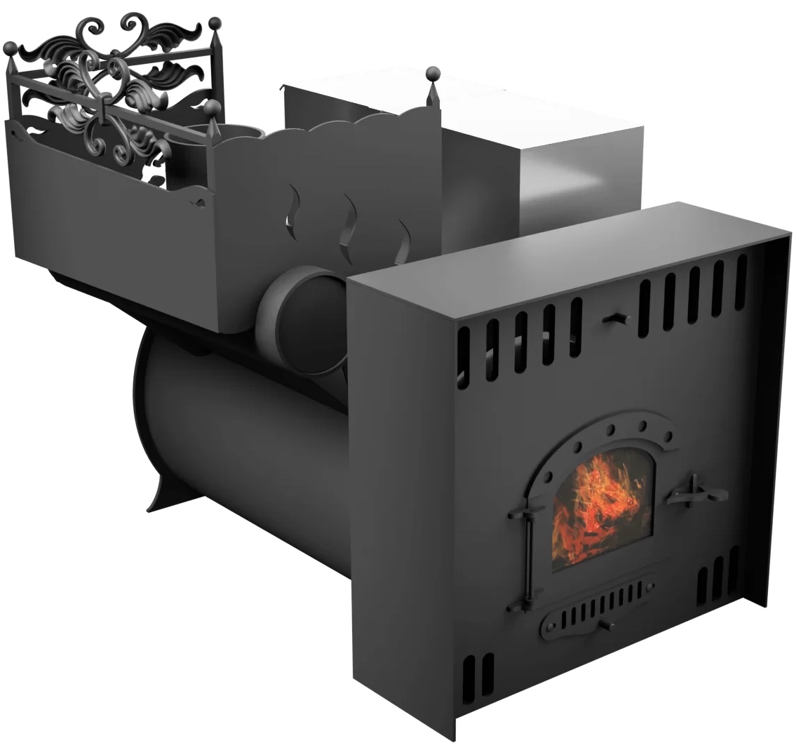 Печь Горыныч 3, каменка с левой стороны, малая дверь со стеклом, естественная система воздушного отопления фото в Красноярске Печь Горыныч 3, каменка с левой стороны, малая дверь со стеклом, естественная система воздушного отопления фото в Красноярске