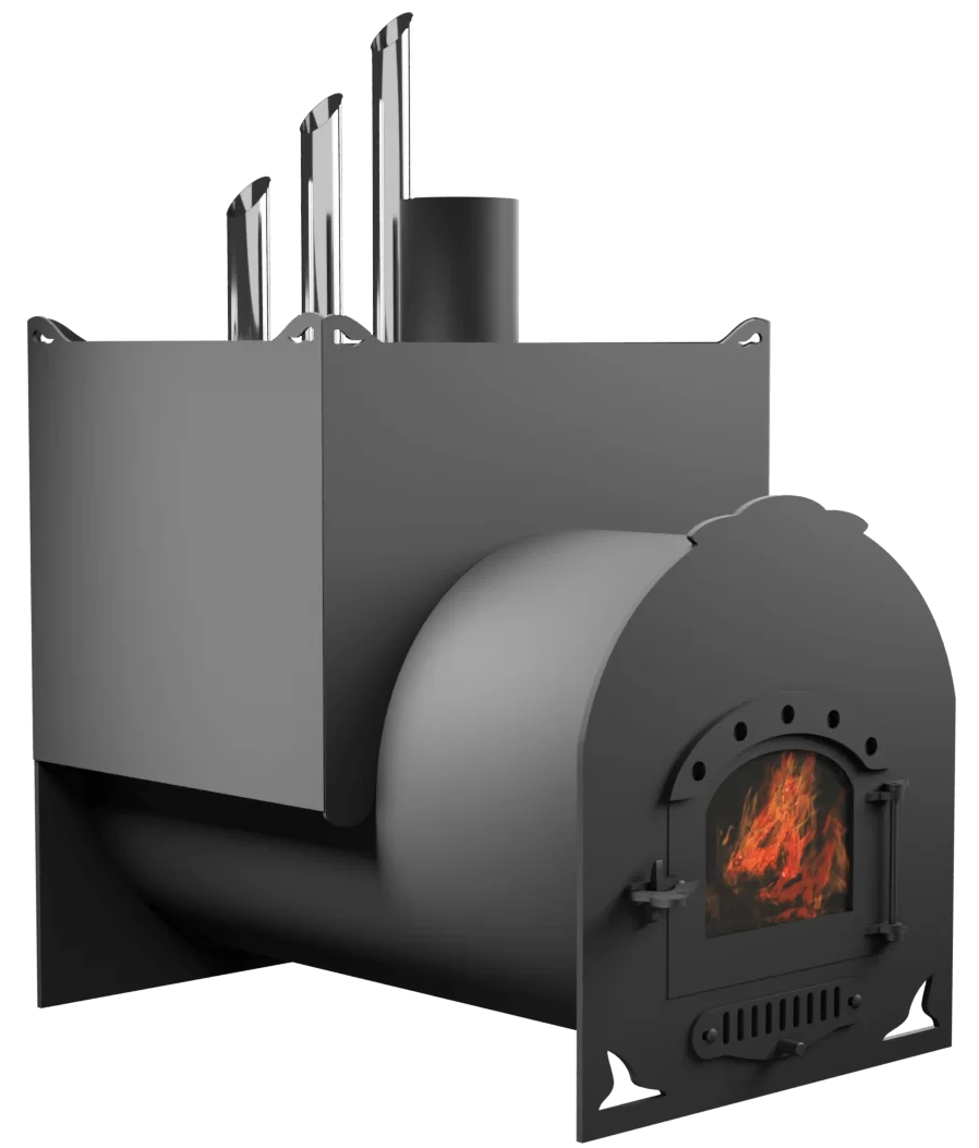 Печь Горыныч Мини, двойная каменка закрытая с парогенератором, малая дверь со стеклом фото в Красноярске Печь Горыныч Мини, двойная каменка закрытая с парогенератором, малая дверь со стеклом фото в Красноярске